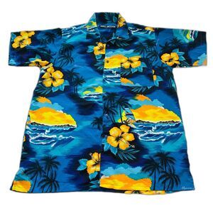 Island Blue and Yellow Men's Hawaiian Shirt
